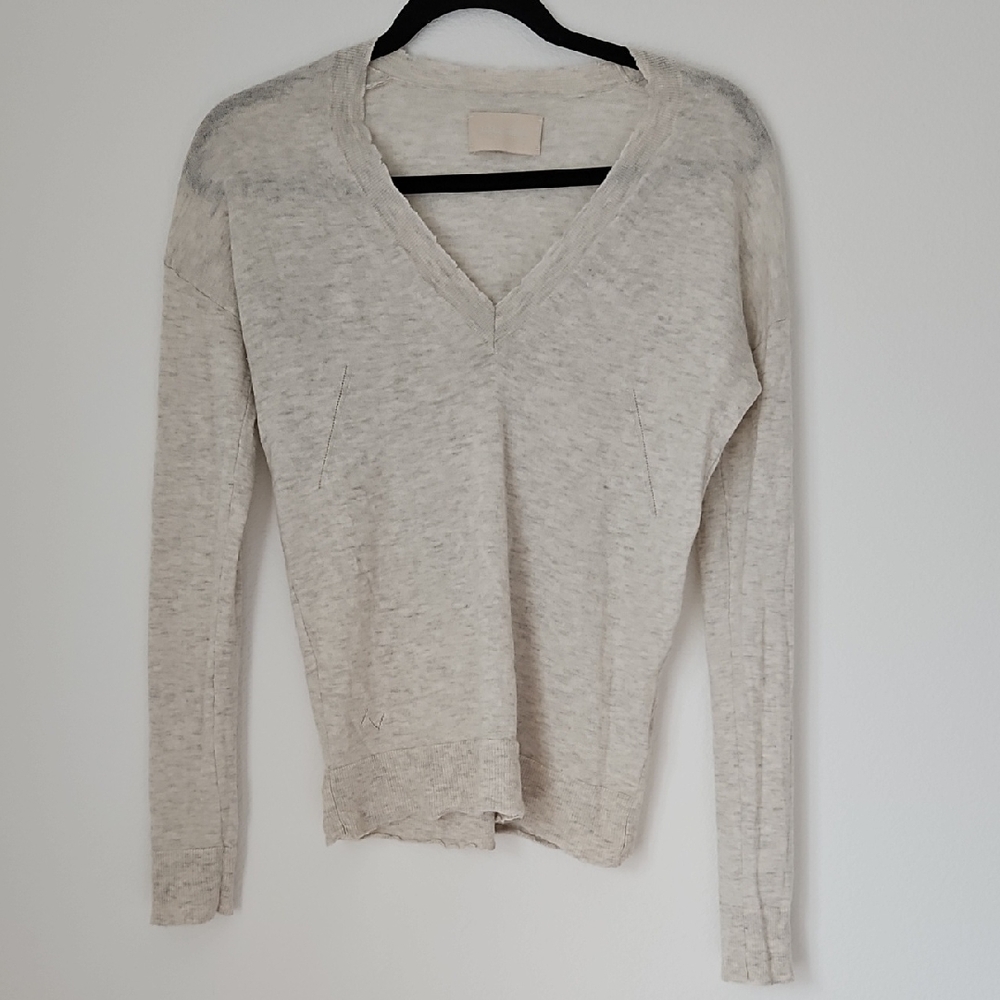 Cashmere Cream Grey Marled Sweater